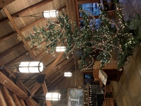 Lodge at Silver Falls decorated for the holidays
