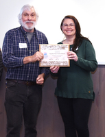 Commissioner Pat Malone presents a plaque to Senator Sara Gelser Blouin in appreciation of her funding support for the Oak Creek evacuation route. Commissioner Malone thanks the community and partners for their efforts in support of the Oak Creek evacuation route.