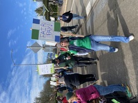 Nearly 200 home care nurses and community supporters participated in a strike kickoff rally and picket at PeaceHealth Sacred Heart Home Care Services in Springfield, OR Feb. 10. Photo Courtesy of ONA.