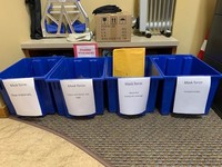 Bins used at the Library for the Newberg Mask Force