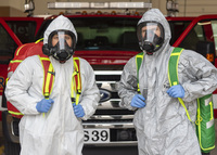 Firefighters wearing sustainable PPE