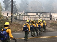 Firefighting crew sets to go to work in Idleyld Friday morning