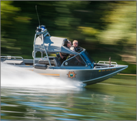 Marine law enforcement boat operating at