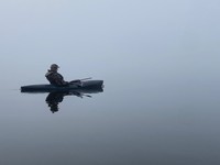 Duck hunter on Crane Prairie Reservoir, November 2021