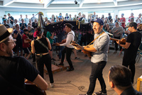 Las Cafeteras performs at the 2019 Sisters Folk Festival, which typically draws about 1,500 overnight visitors to Sisters, Oregon. Photo by Rob Kerr. 