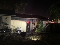 Fire damage inside the garage