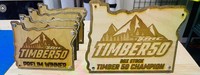 Collection of the special handmade trophies for the TIMBER50 event made by