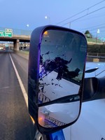 Side mirror shattered by crash
