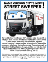 Flyer for Oregon City's Name The Streetsweeper contest