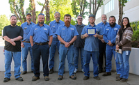 Benton County's Public Works fleet crew poises for a picture with their 4th place award place in the 2023 National Association of Fleet Administrators Fleet Management Association's 100 Best Public Fleets program.